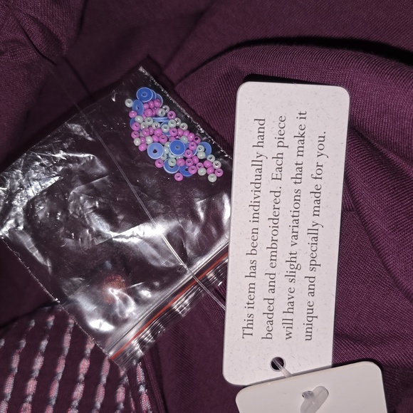 Soft Surroundings Dark Berry Playa Embroidered Jacket Open Beaded Womens 2X NWT - Picture 14 of 14